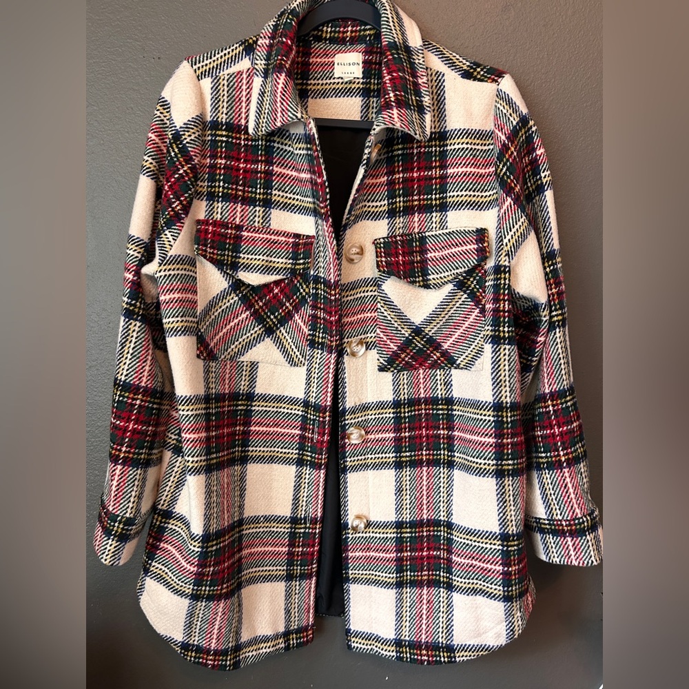 Ellison Plaid Button Up Lined Shacket Women’s Large